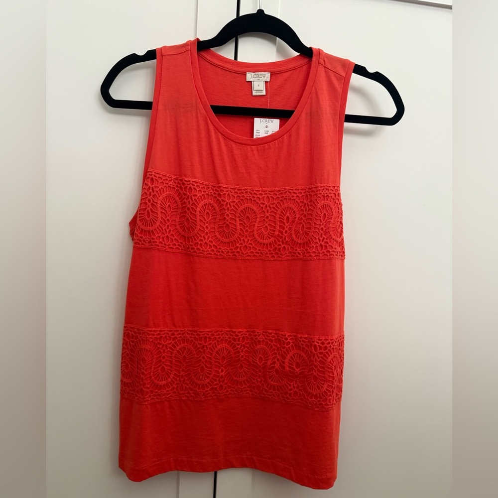 NWT J. Crew Red Orange Crochet Tank - Size S